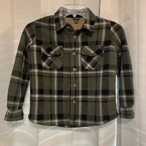 Eddie Bauer Kids‎ Size 6/7 Green Plaid Snap Button Sherpa Lining Jacket